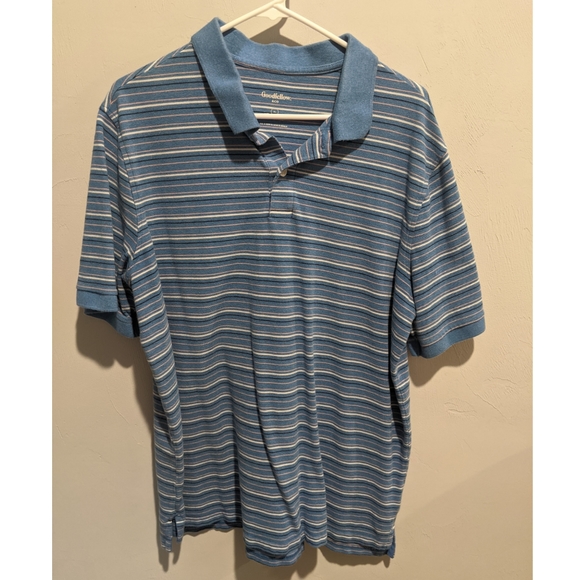 DONATING 1/20/25 BOGO Goodfellow & Co Striped Blue Polo - Picture 2 of 5